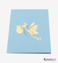 Storch bringt Baby Junge - Blau - 12 x 17 cm