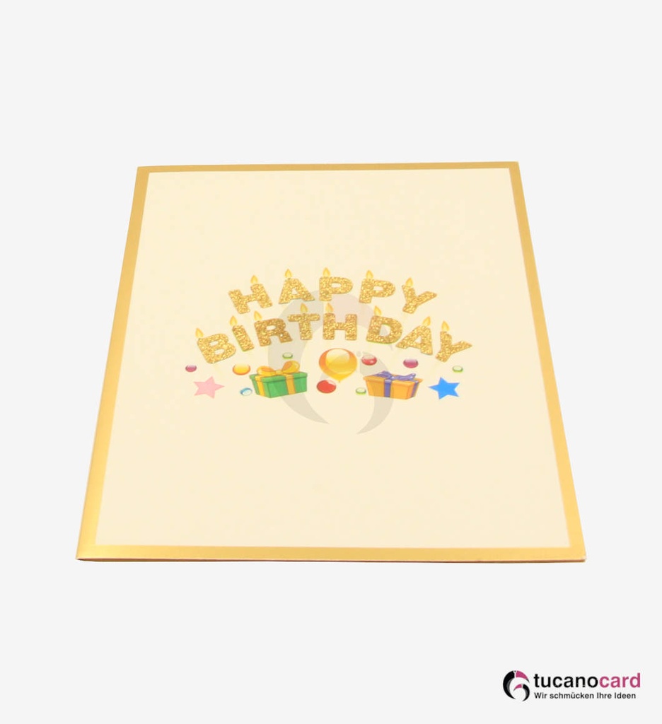 LIMITED EDITION - Happy Birthday - Weiß-Gold - 15 x 20 cm (Kopie)
