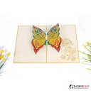 Bunter Schmetterling - Kartenfarbe Gold - 15 x 20 cm