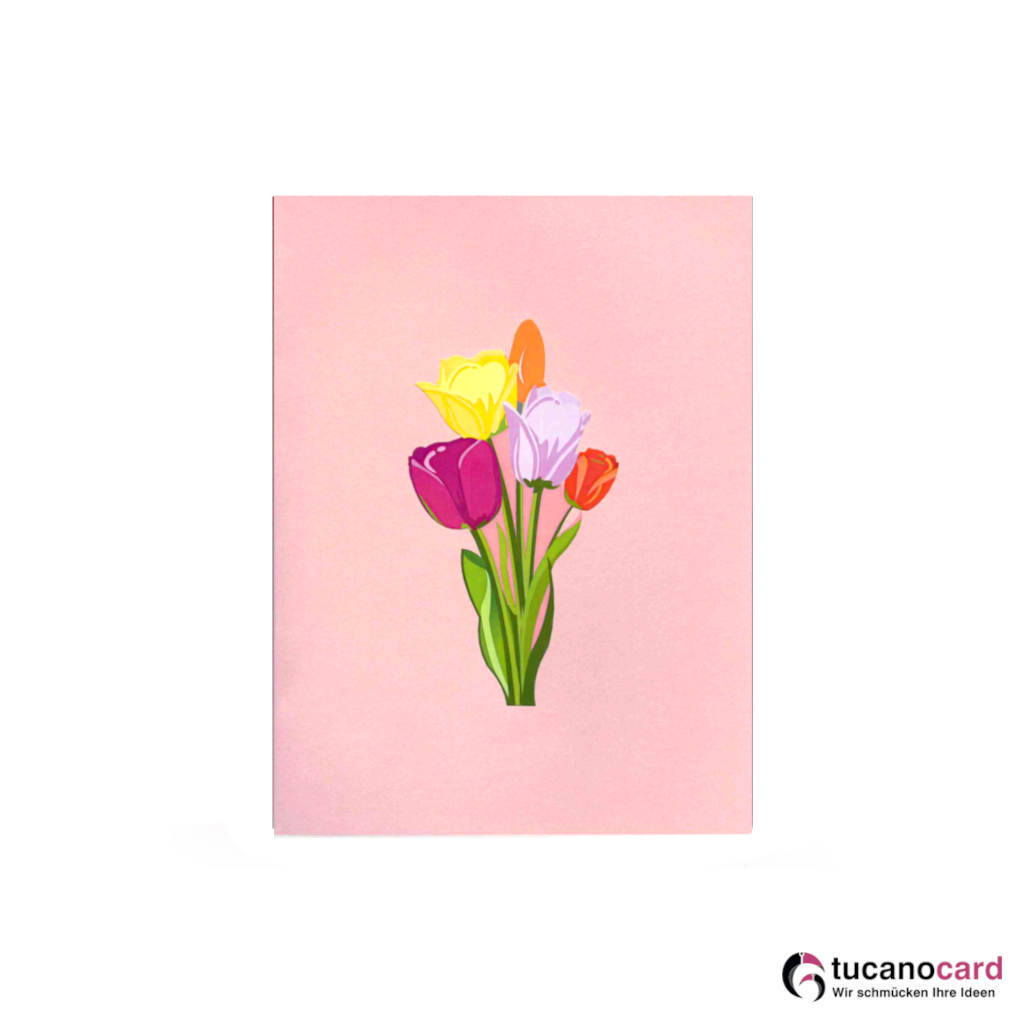 Tulpen Strauß - Kartenfarbe Rosa - 15 x 20 cm