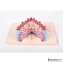 Bunter Pfau - Kartenfarbe Rosa - 15 x 20 cm