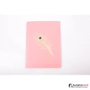Bunter Pfau - Kartenfarbe Rosa - 15 x 20 cm