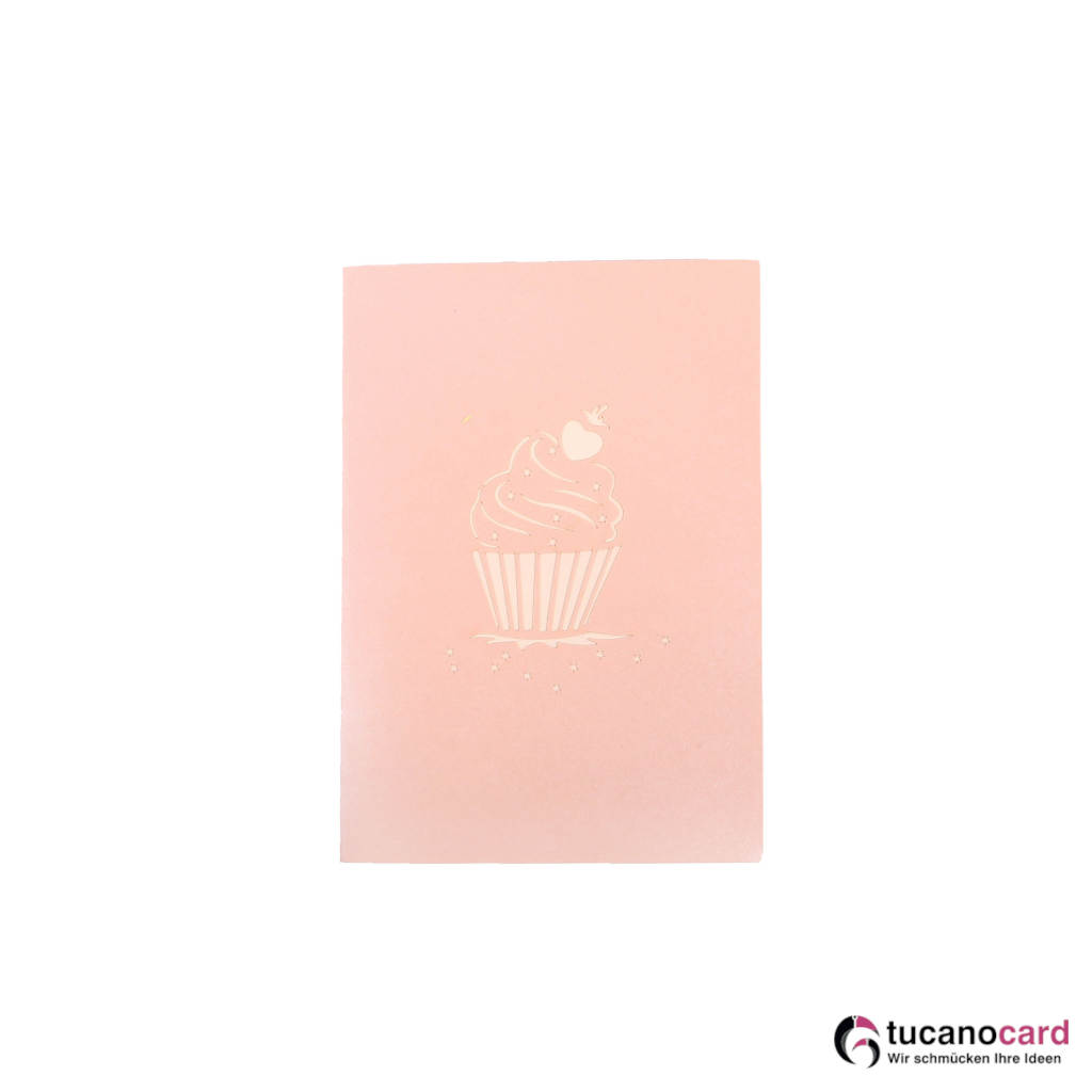 Erdbeer Cupcake - Kartenfarbe Rosa - 12 x 17 cm