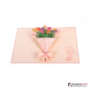 Tulpen Strauß - Kartenfarbe Rosa - 15 x 20 cm