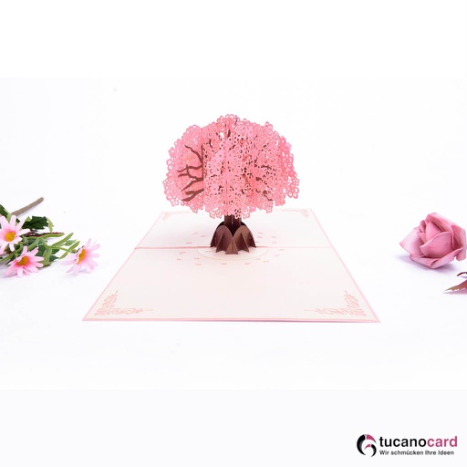[1100009] Wunderschöner Kirschbaum - Kartenfarbe Rosa - 15 x 20 cm