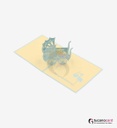 Baby Junge liegend im Kinderwagen - Blau - 12 x 12 cm