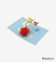 Blumen mit Schmetterlinge im Wasser - Beige - 12 x 17 cm