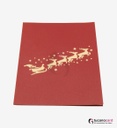 Weihnachtsmann mit Schlitten und Rehen - Rot - 15x20