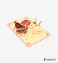 Weihnachtsmann mit Schlitten und Rehen - Rot - 15x20