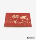 Weihnachtsmann mit Schlitten, Rehen und Schneemänner - Rot - 12 x 17 cm