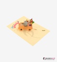Tiere im Auto - Beige - 13 x 18 cm