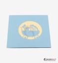 Baby Junge sitzend im Kinderwagen - Blau - 12 x 12 cm