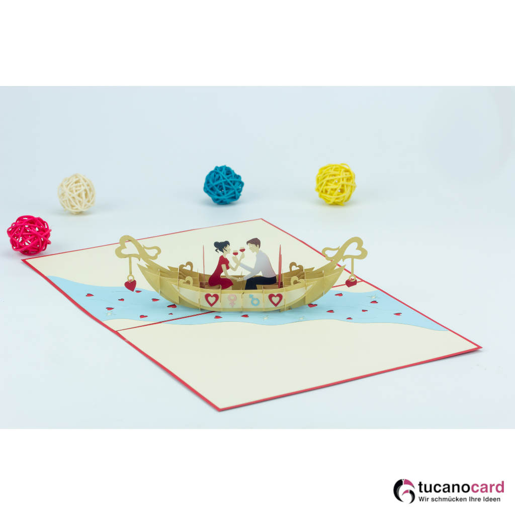 Liebesgondel - Kartenfarbe Rot - 15 x 20 cm