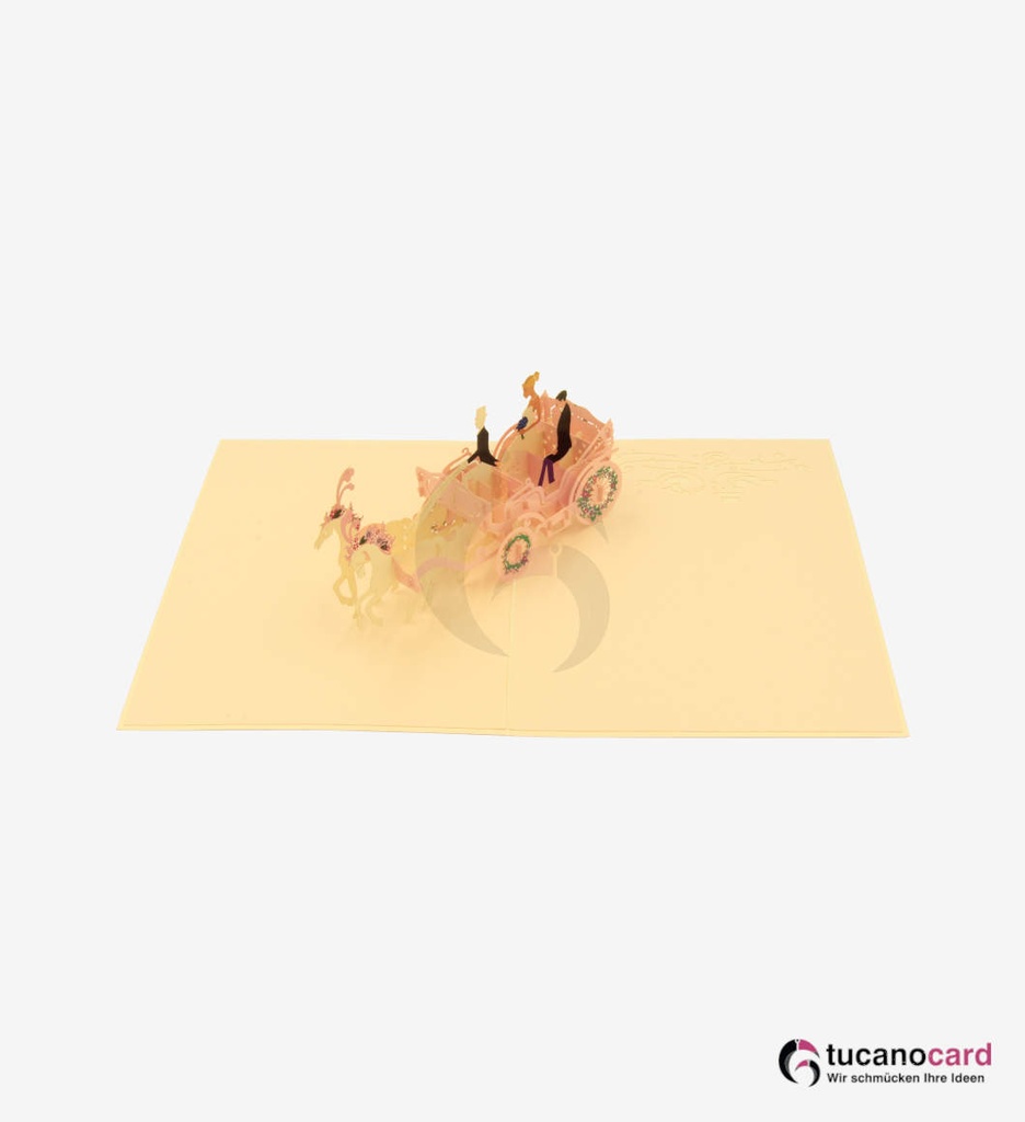Pärchen in einer Kutsche - Kartenfarbe Beige - 15 x 20 cm