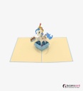 Blaues Einhorn in Box - Kartenfarbe Blau - 15 x 20 cm